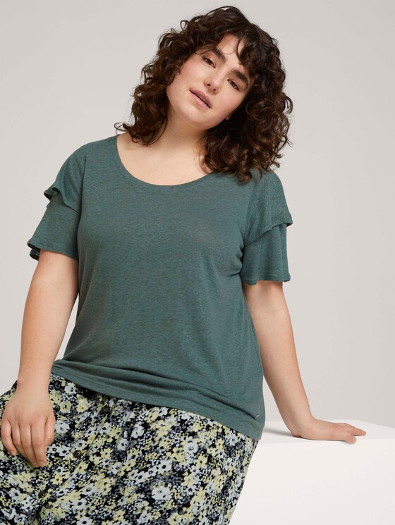 T-Shirt mit Rüschenärmel - Frauen - washed jasper green T-Shirt mit Rüschenärmel - Frauen - washed jasper green - 5 - My True Me