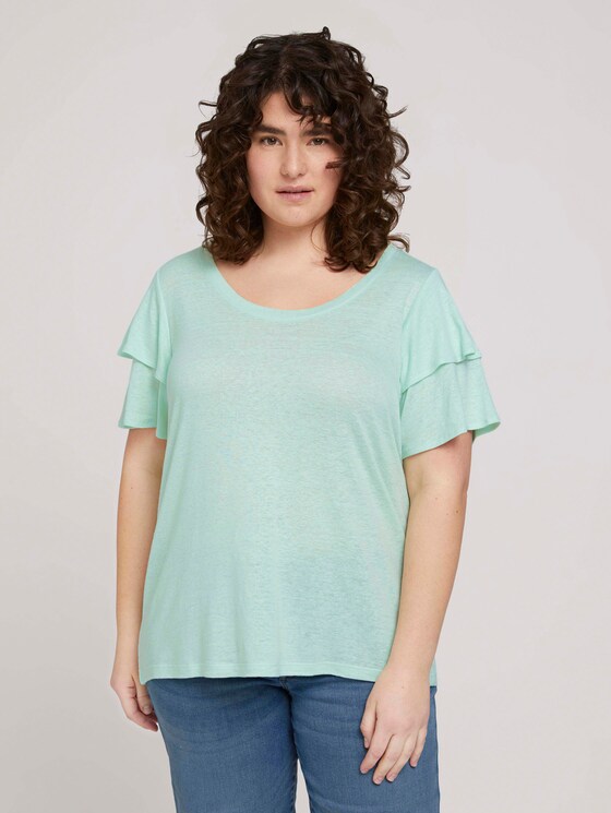 T-Shirt mit Rüschenärmel - Frauen - pale mint T-Shirt mit Rüschenärmel - Frauen - pale mint - 1 - My True Me