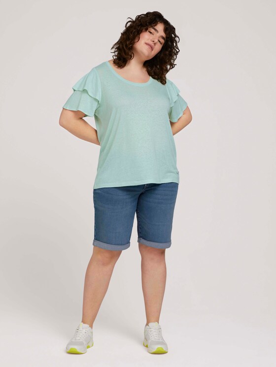 T-Shirt mit Rüschenärmel - Frauen - pale mint T-Shirt mit Rüschenärmel - Frauen - pale mint - 3 - My True Me