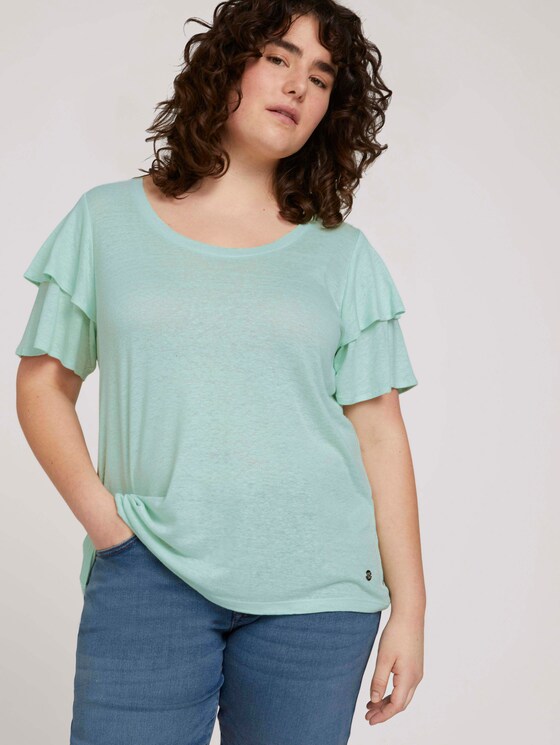 T-Shirt mit Rüschenärmel - Frauen - pale mint T-Shirt mit Rüschenärmel - Frauen - pale mint - 5 - My True Me