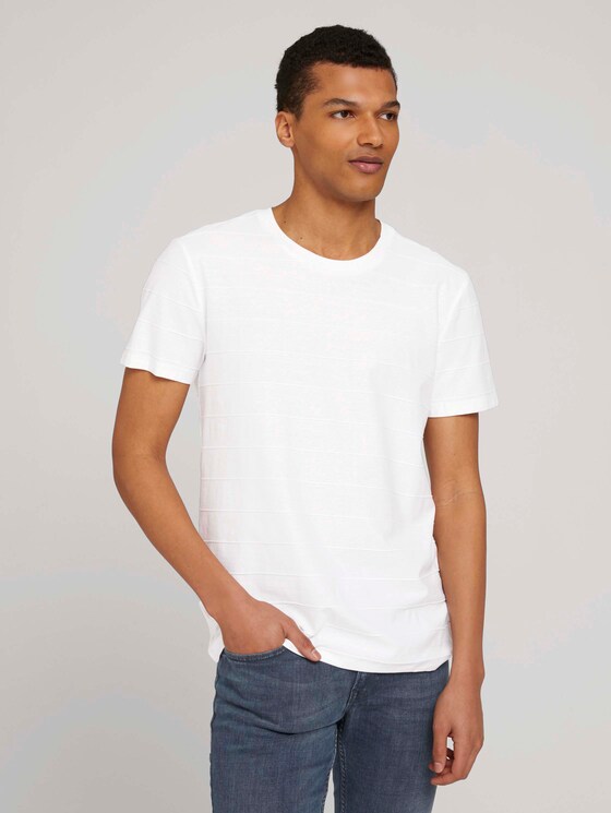 strukturiertes T-Shirt - Männer - White strukturiertes T-Shirt - Männer - White - 1 - TOM TAILOR Denim