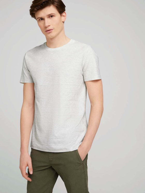 strukturiertes T-Shirt - Männer - wool white melange strukturiertes T-Shirt - Männer - wool white melange - 5 - TOM TAILOR Denim