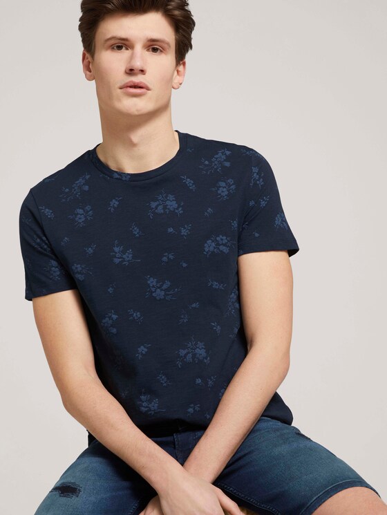 gemustertes T-Shirt mit Bio-Baumwolle - Männer - navy tonal shred flower print gemustertes T-Shirt mit Bio-Baumwolle - Männer - navy tonal shred flower print - 5 - TOM TAILOR Denim