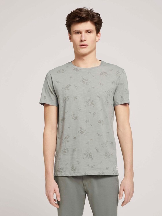 gemustertes T-Shirt mit Bio-Baumwolle - Männer - olive shredded flower print gemustertes T-Shirt mit Bio-Baumwolle - Männer - olive shredded flower print - 1 - TOM TAILOR Denim