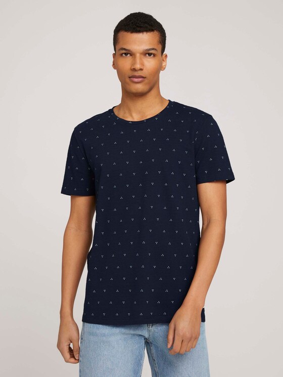 gemustertes T-Shirt - Männer - navy dot triangle print gemustertes T-Shirt - Männer - navy dot triangle print - 1 - TOM TAILOR Denim