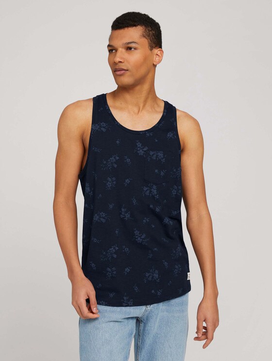 gemustertes Tanktop mit Bio-Baumwolle - Männer - navy tonal shred flower print gemustertes Tanktop mit Bio-Baumwolle - Männer - navy tonal shred flower print - 1 - TOM TAILOR Denim