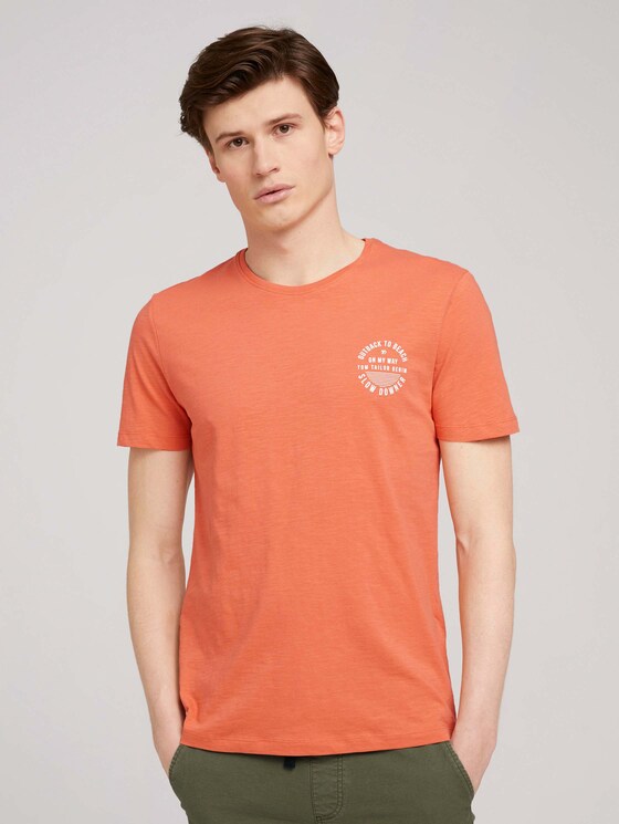 T-Shirt mit Bio-Baumwolle - Männer - orange lobster T-Shirt mit Bio-Baumwolle - Männer - orange lobster - 1 - TOM TAILOR Denim