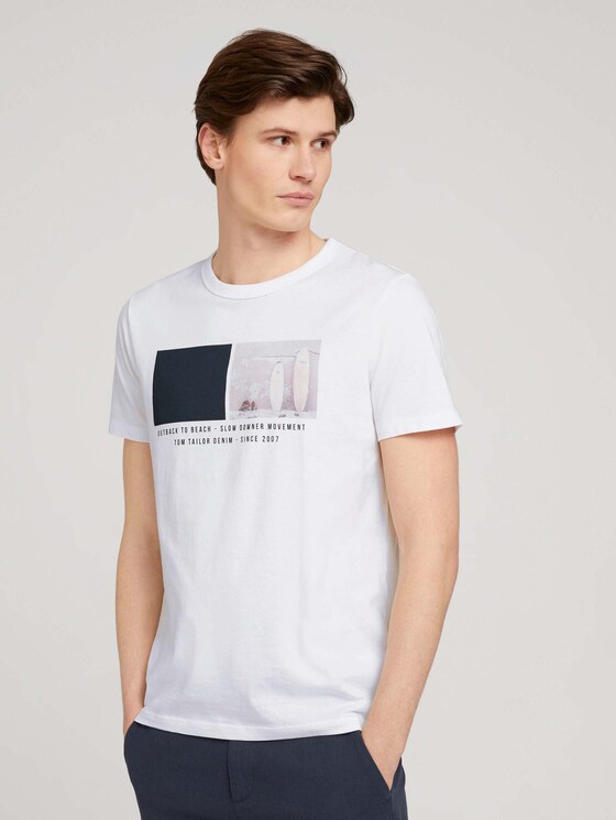 T-Shirt mit Bio-Baumwolle - Männer - White T-Shirt mit Bio-Baumwolle - Männer - White - 1 - TOM TAILOR Denim