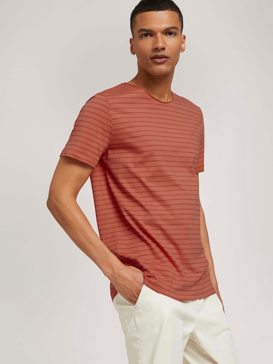gestreiftes T-Shirt mit Bio-Baumwolle - Männer - lobster ornage tonal stripe gestreiftes T-Shirt mit Bio-Baumwolle - Männer - lobster ornage tonal stripe - 5 - TOM TAILOR Denim