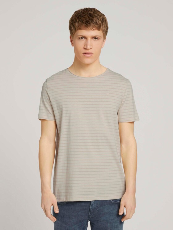 gestreiftes T-Shirt mit Bio-Baumwolle - Männer - beige tonal stripe gestreiftes T-Shirt mit Bio-Baumwolle - Männer - beige tonal stripe - 1 - TOM TAILOR Denim