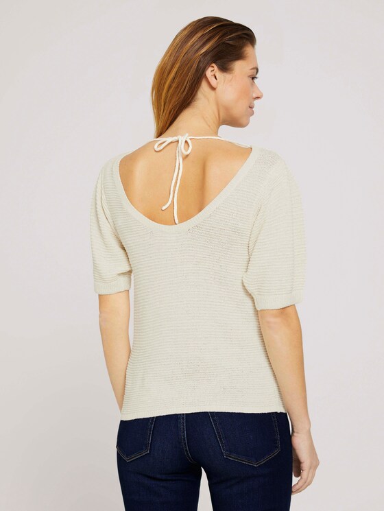 Kurzarm Pullover mit Rückendetail - Frauen - soft creme beige Kurzarm Pullover mit Rückendetail - Frauen - soft creme beige - 2 - TOM TAILOR Denim