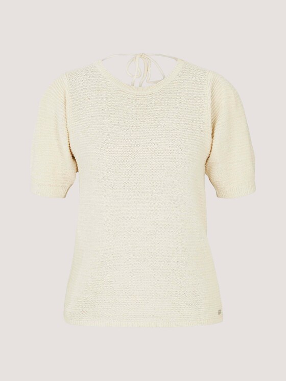 Kurzarm Pullover mit Rückendetail - Frauen - soft creme beige Kurzarm Pullover mit Rückendetail - Frauen - soft creme beige - 7 - TOM TAILOR Denim