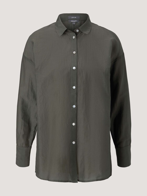 Oversized Bluse mit Seide - Frauen - deep leaf green Oversized Bluse mit Seide - Frauen - deep leaf green - 7 - Mine to five