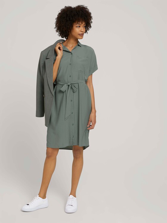 Kurzarm Blusenkleid mit LENZING™ ECOVERO™ - Frauen - Dusty Leave Green Kurzarm Blusenkleid mit LENZING™ ECOVERO™ - Frauen - Dusty Leave Green - 3 - Mine to five