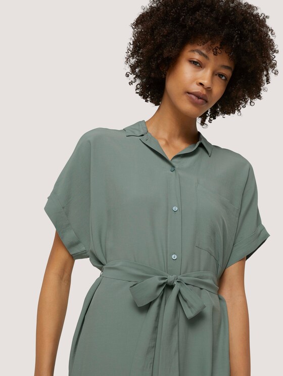 Kurzarm Blusenkleid mit LENZING™ ECOVERO™ - Frauen - Dusty Leave Green Kurzarm Blusenkleid mit LENZING™ ECOVERO™ - Frauen - Dusty Leave Green - 9 - Mine to five