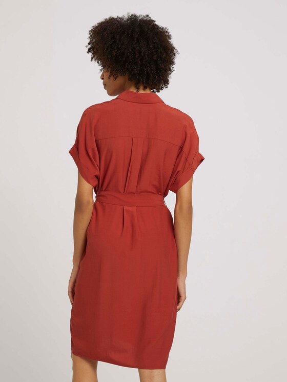 Kurzarm Blusenkleid mit LENZING™ ECOVERO™ - Frauen - Rooibos Orange Kurzarm Blusenkleid mit LENZING™ ECOVERO™ - Frauen - Rooibos Orange - 2 - Mine to five