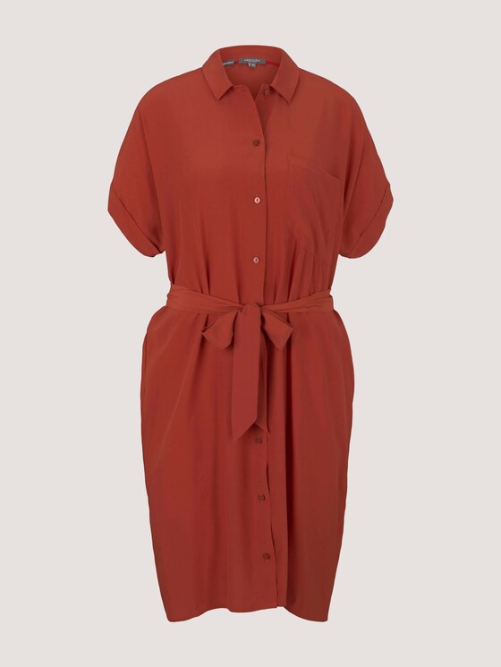 Kurzarm Blusenkleid mit LENZING™ ECOVERO™ - Frauen - Rooibos Orange Kurzarm Blusenkleid mit LENZING™ ECOVERO™ - Frauen - Rooibos Orange - 7 - Mine to five