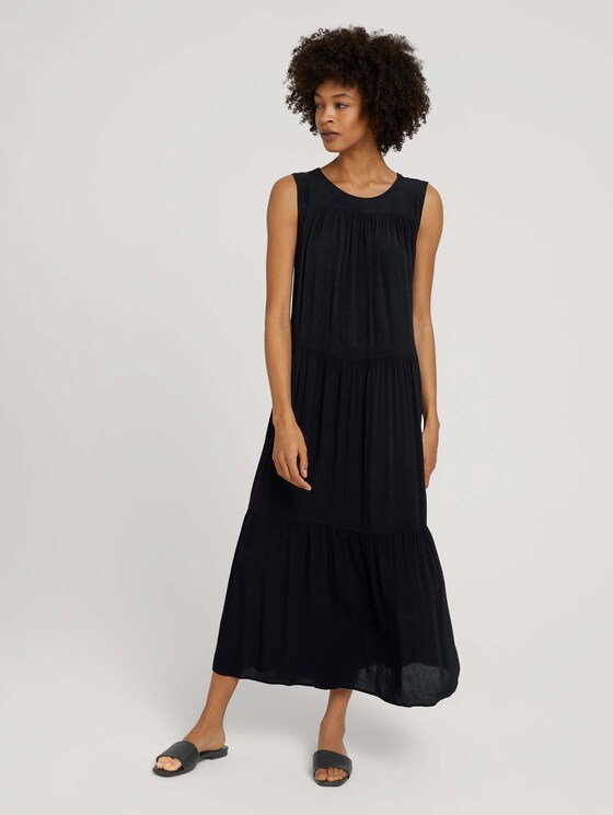 Sleeveless maxi dress with ruffles - Women - deep black Sleeveless maxi dress with ruffles - Women - deep black - 1 - Mine to five