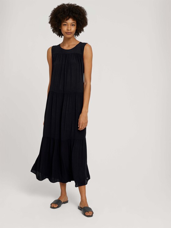 Sleeveless maxi dress with ruffles - Women - deep black Sleeveless maxi dress with ruffles - Women - deep black - 3 - Mine to five