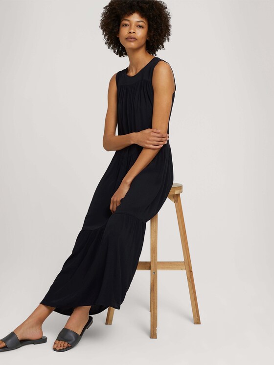 Sleeveless maxi dress with ruffles - Women - deep black Sleeveless maxi dress with ruffles - Women - deep black - 5 - Mine to five