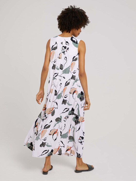 Ärmelloses Maxikleid mit Raffungen - Frauen - offwhite blue floral design Ärmelloses Maxikleid mit Raffungen - Frauen - offwhite blue floral design - 2 - Mine to five