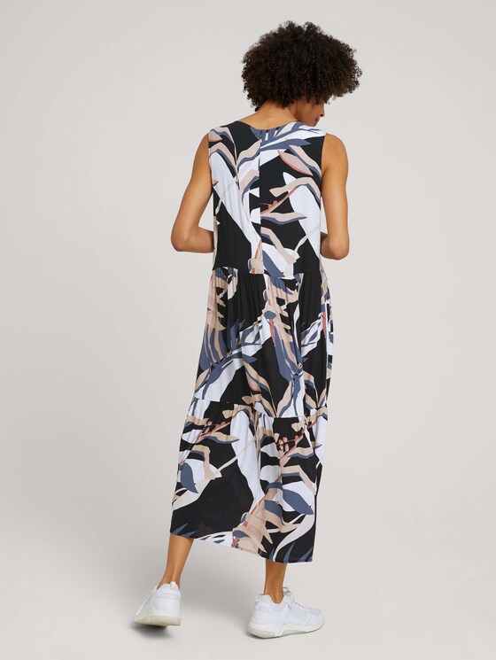 Ärmelloses Maxikleid mit Raffungen - Frauen - sand blue palms design Ärmelloses Maxikleid mit Raffungen - Frauen - sand blue palms design - 2 - Mine to five