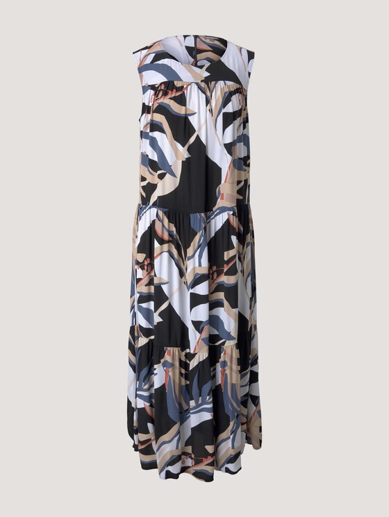 Ärmelloses Maxikleid mit Raffungen - Frauen - sand blue palms design Ärmelloses Maxikleid mit Raffungen - Frauen - sand blue palms design - 7 - Mine to five