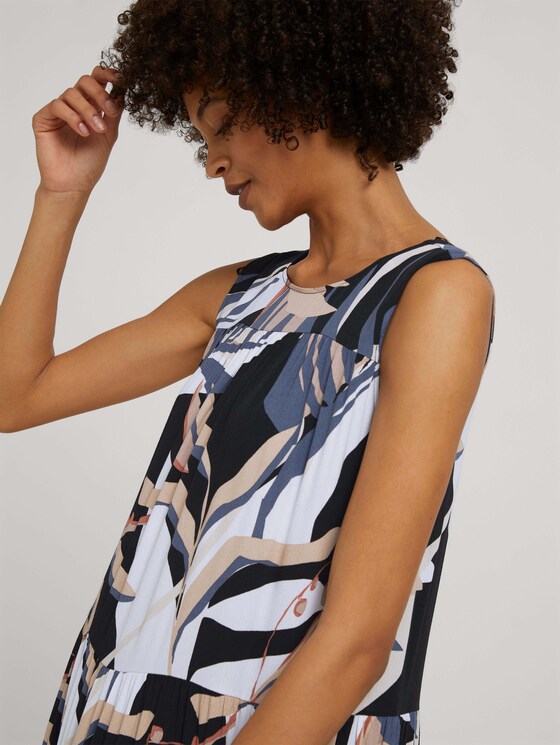Ärmelloses Maxikleid mit Raffungen - Frauen - sand blue palms design Ärmelloses Maxikleid mit Raffungen - Frauen - sand blue palms design - 9 - Mine to five