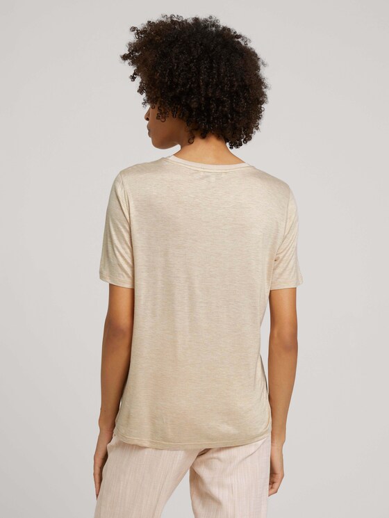 Meliertes T-Shirt mit Raffung - Frauen - cream toffee melange Meliertes T-Shirt mit Raffung - Frauen - cream toffee melange - 2 - Mine to five