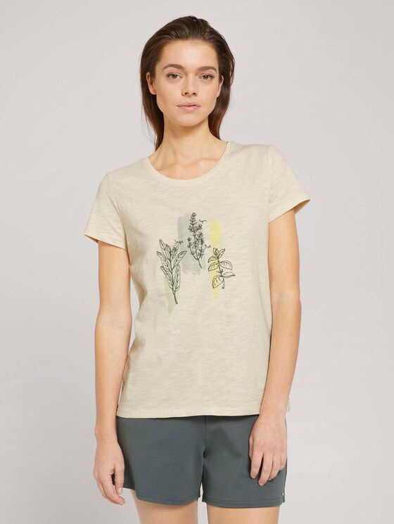 T-Shirt mit Bio-Baumwolle - Frauen - soft creme beige T-Shirt mit Bio-Baumwolle - Frauen - soft creme beige - 1 - TOM TAILOR Denim