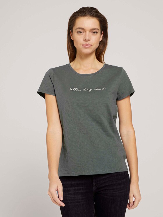 T-Shirt mit Bio-Baumwolle - Frauen - dusty pine green T-Shirt mit Bio-Baumwolle - Frauen - dusty pine green - 1 - TOM TAILOR Denim