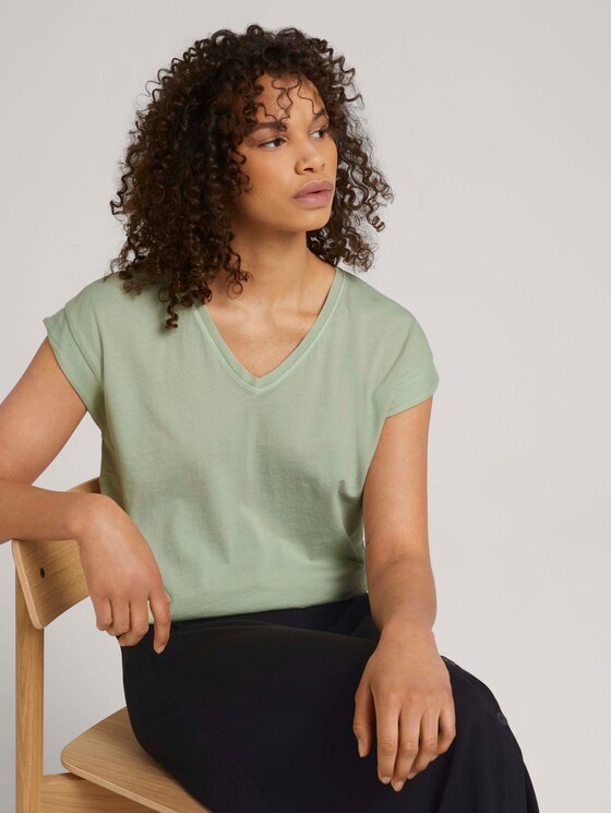 T-Shirt mit Ärmelaufschlag - Frauen - light dusty green T-Shirt mit Ärmelaufschlag - Frauen - light dusty green - 5 - TOM TAILOR Denim