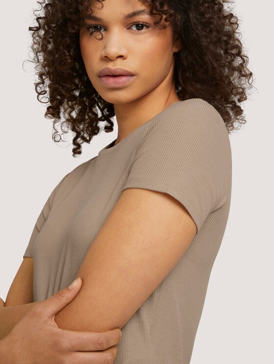 strukturiertes T-Shirt - Frauen - dune beige strukturiertes T-Shirt - Frauen - dune beige - 9 - TOM TAILOR Denim