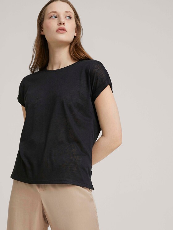 T-Shirt mit Ärmelaufschlag - Frauen - deep black T-Shirt mit Ärmelaufschlag - Frauen - deep black - 5 - TOM TAILOR Denim