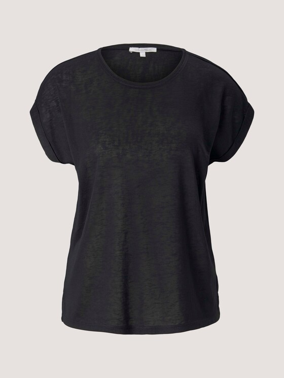 T-Shirt mit Ärmelaufschlag - Frauen - deep black T-Shirt mit Ärmelaufschlag - Frauen - deep black - 7 - TOM TAILOR Denim