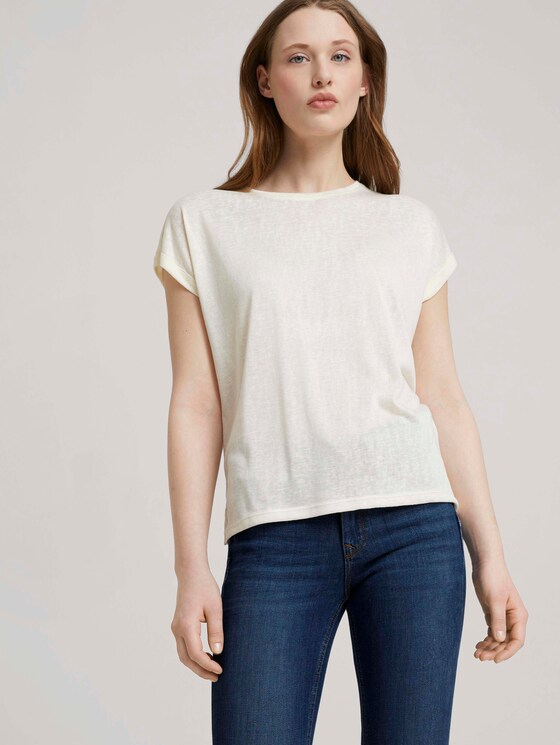 T-Shirt mit Ärmelaufschlag - Frauen - soft creme beige T-Shirt mit Ärmelaufschlag - Frauen - soft creme beige - 5 - TOM TAILOR Denim