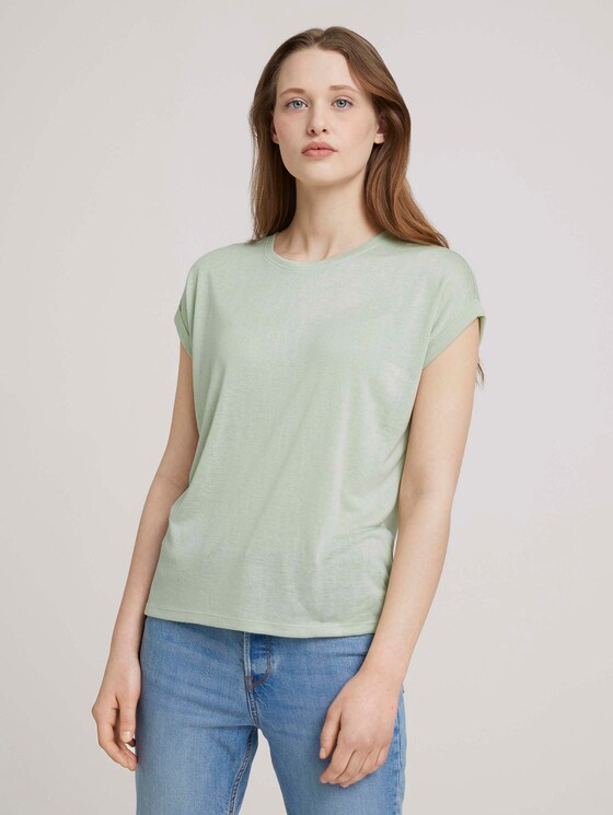 T-Shirt mit Ärmelaufschlag - Frauen - light dusty green T-Shirt mit Ärmelaufschlag - Frauen - light dusty green - 1 - TOM TAILOR Denim