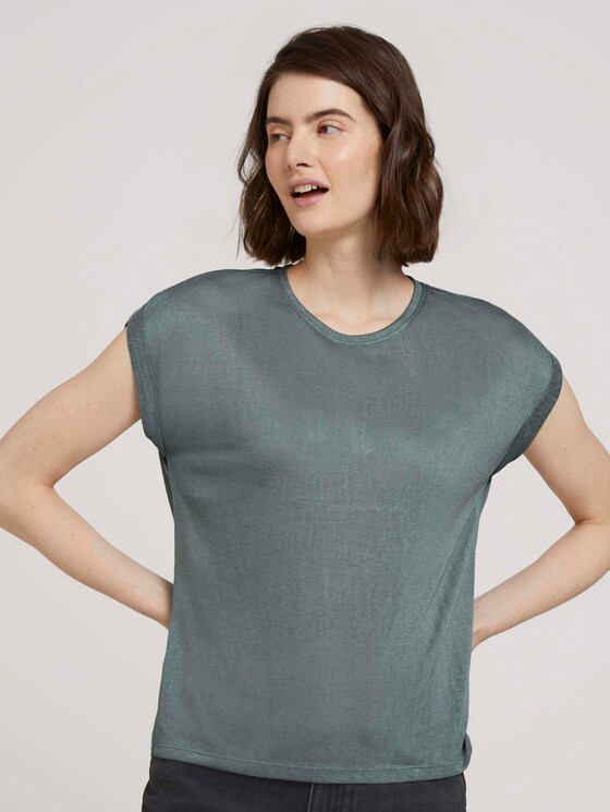 T-Shirt mit Ärmelaufschlag - Frauen - dusty pine green T-Shirt mit Ärmelaufschlag - Frauen - dusty pine green - 1 - TOM TAILOR Denim