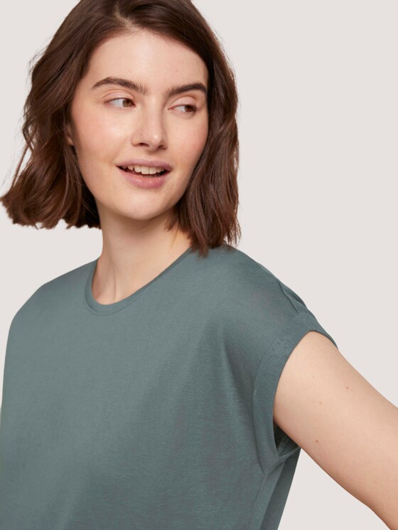 T-Shirt mit Ärmelaufschlag - Frauen - dusty pine green T-Shirt mit Ärmelaufschlag - Frauen - dusty pine green - 9 - TOM TAILOR Denim