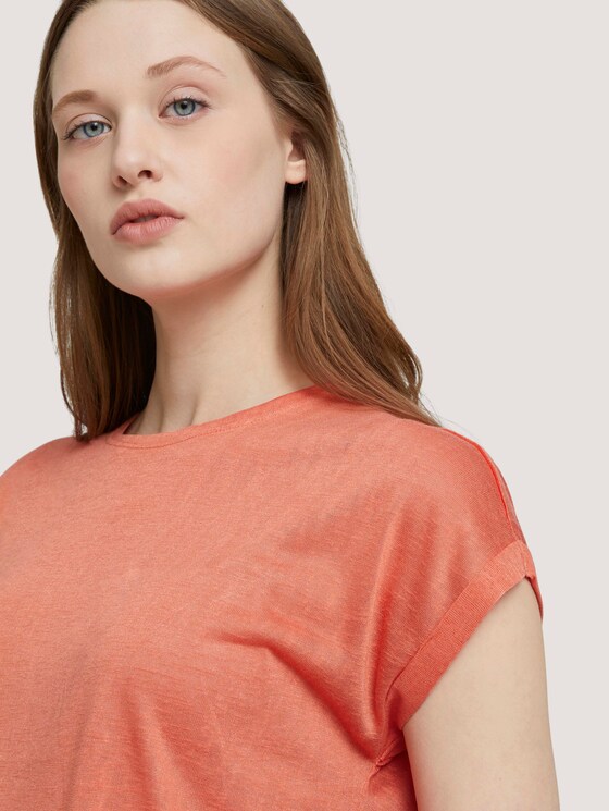 T-Shirt mit Ärmelaufschlag - Frauen - sundown coral T-Shirt mit Ärmelaufschlag - Frauen - sundown coral - 9 - TOM TAILOR Denim