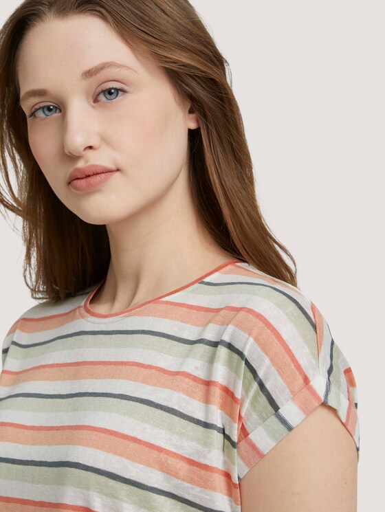 T-Shirt mit Ärmelaufschlag - Frauen - multicolor stripe T-Shirt mit Ärmelaufschlag - Frauen - multicolor stripe - 9 - TOM TAILOR Denim