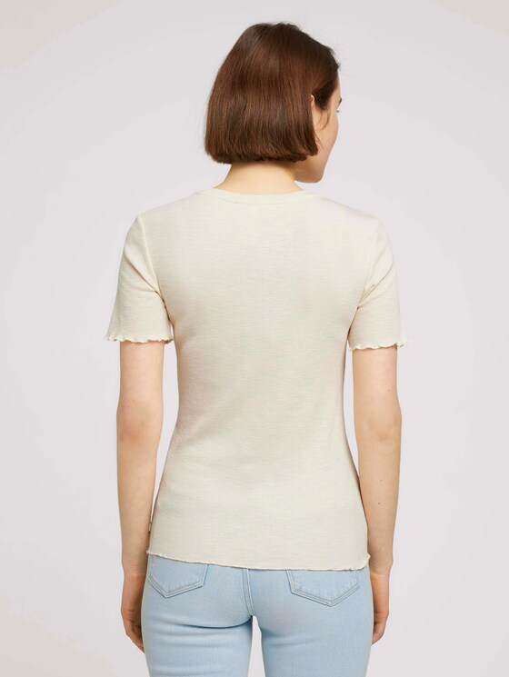 strukturiertes T-Shirt - Frauen - soft creme beige strukturiertes T-Shirt - Frauen - soft creme beige - 2 - TOM TAILOR Denim