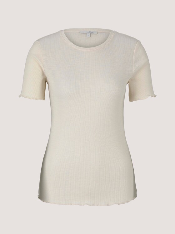 strukturiertes T-Shirt - Frauen - soft creme beige strukturiertes T-Shirt - Frauen - soft creme beige - 7 - TOM TAILOR Denim