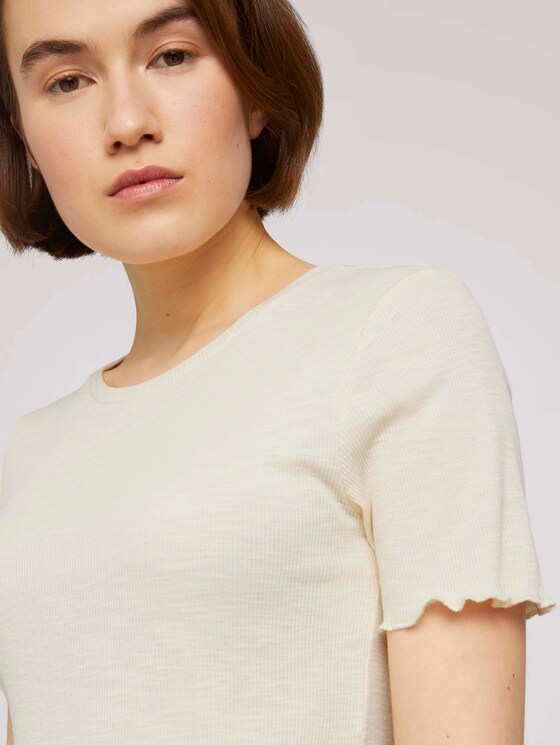strukturiertes T-Shirt - Frauen - soft creme beige strukturiertes T-Shirt - Frauen - soft creme beige - 9 - TOM TAILOR Denim