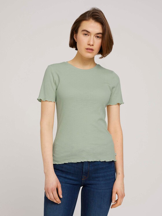 strukturiertes T-Shirt - Frauen - light dusty green strukturiertes T-Shirt - Frauen - light dusty green - 1 - TOM TAILOR Denim
