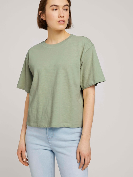 Cropped Basic T-Shirt - Frauen - light dusty green Cropped Basic T-Shirt - Frauen - light dusty green - 5 - TOM TAILOR Denim
