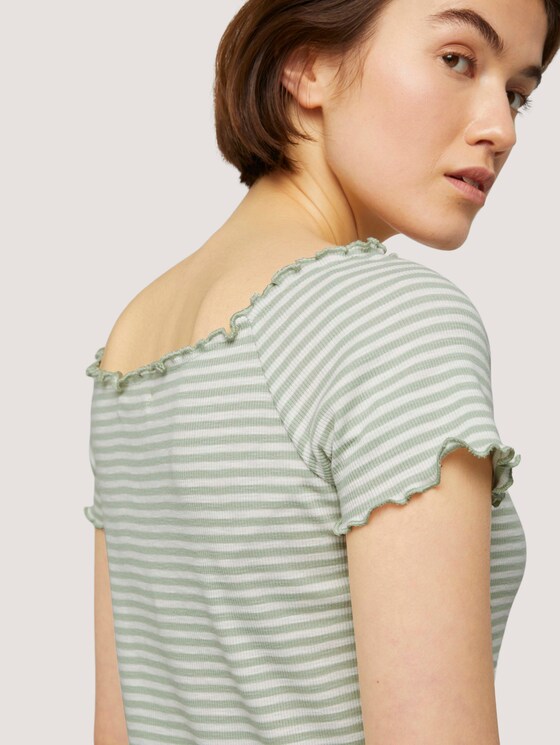 Schulterfreies Carmen T-Shirt mit Streifen - Frauen - green white stripe Schulterfreies Carmen T-Shirt mit Streifen - Frauen - green white stripe - 10 - TOM TAILOR Denim