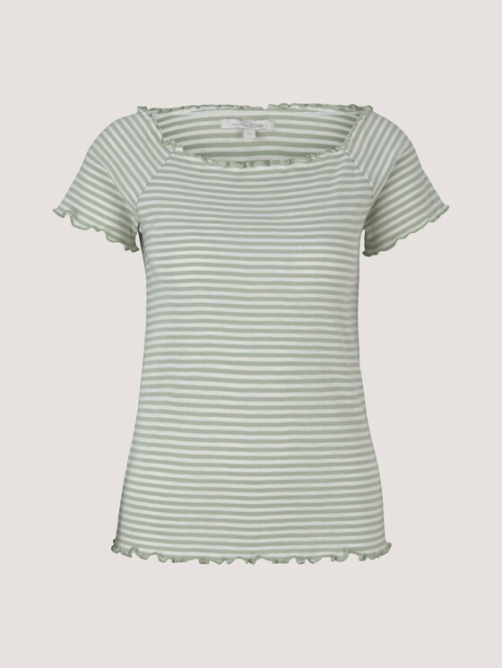 Schulterfreies Carmen T-Shirt mit Streifen - Frauen - green white stripe Schulterfreies Carmen T-Shirt mit Streifen - Frauen - green white stripe - 7 - TOM TAILOR Denim