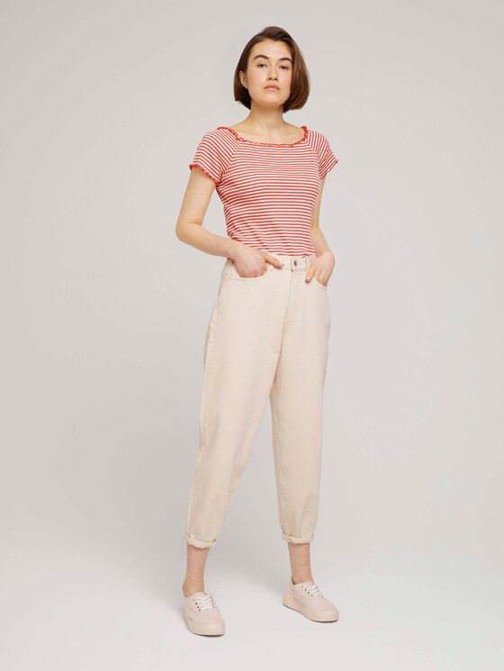 Schulterfreies Carmen T-Shirt mit Streifen - Frauen - coral white stripe Schulterfreies Carmen T-Shirt mit Streifen - Frauen - coral white stripe - 3 - TOM TAILOR Denim