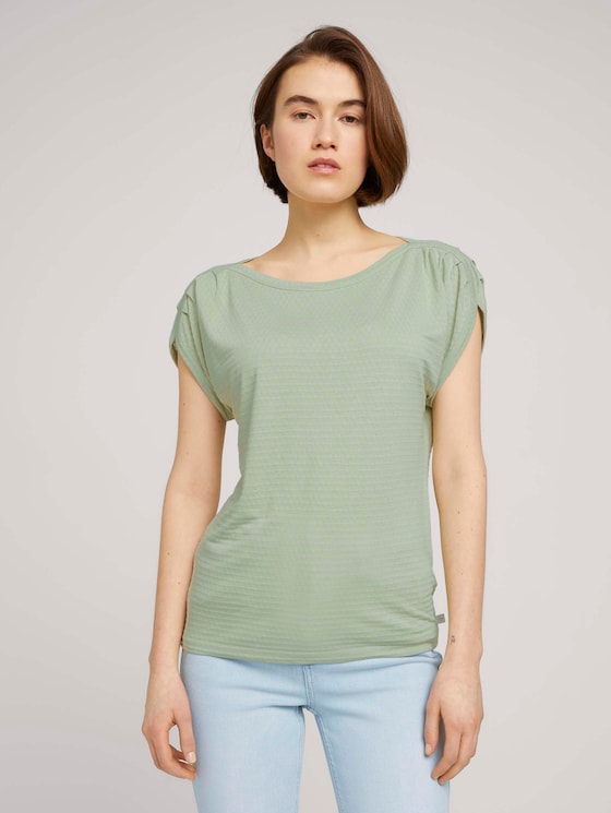T-Shirt mit Faltendetail - Frauen - light dusty green T-Shirt mit Faltendetail - Frauen - light dusty green - 1 - TOM TAILOR Denim